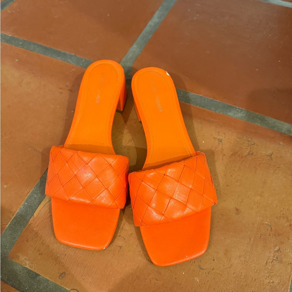 Marc Fisher Orange Woven Slide Sandals